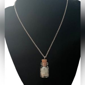 genuine clear quartz jar necklace